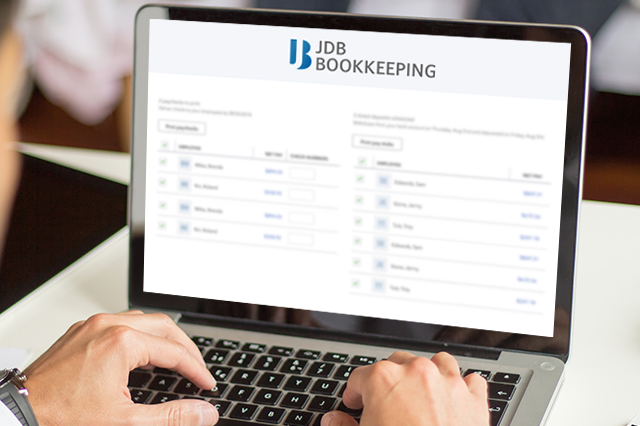 Laptop screen with accounting software on the screen