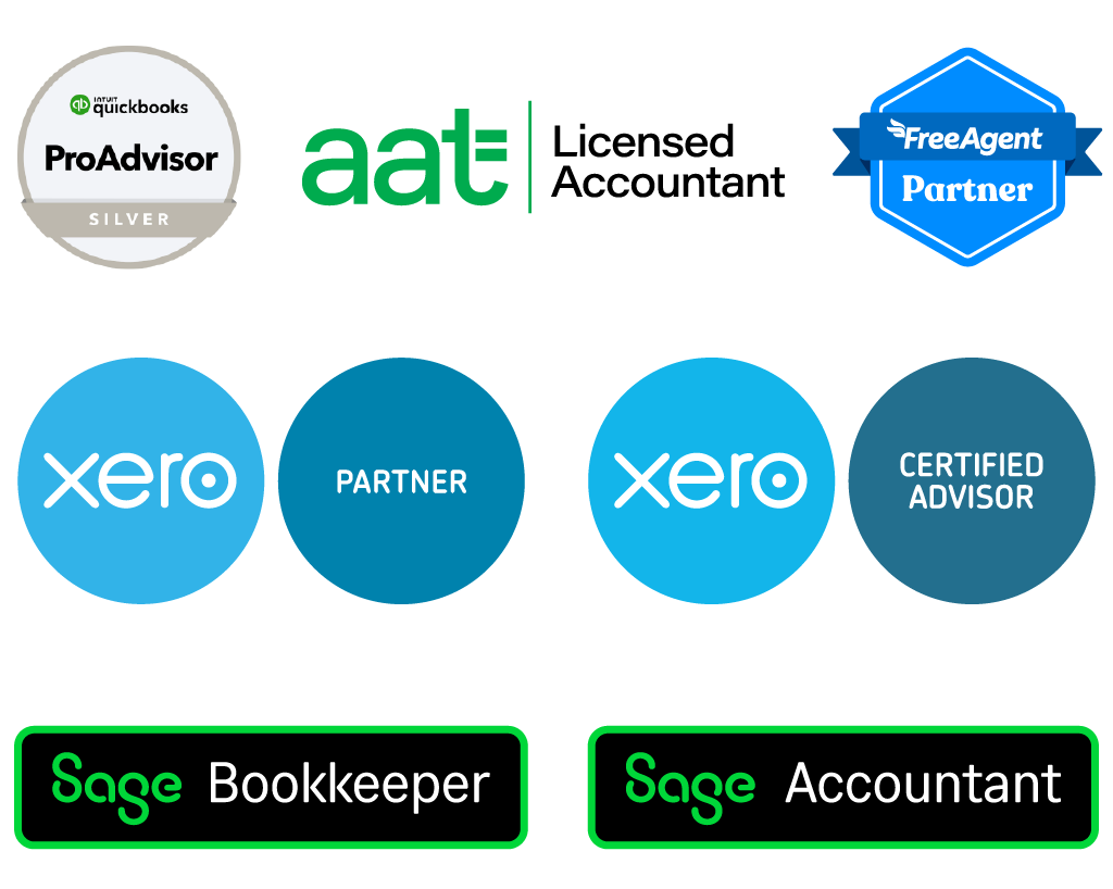 Certifications: aat licensed accountant, Xero Certified, Quickbooks pro advisor, Free Agent Partner, Sage Accountant and Sage Bookkeeper